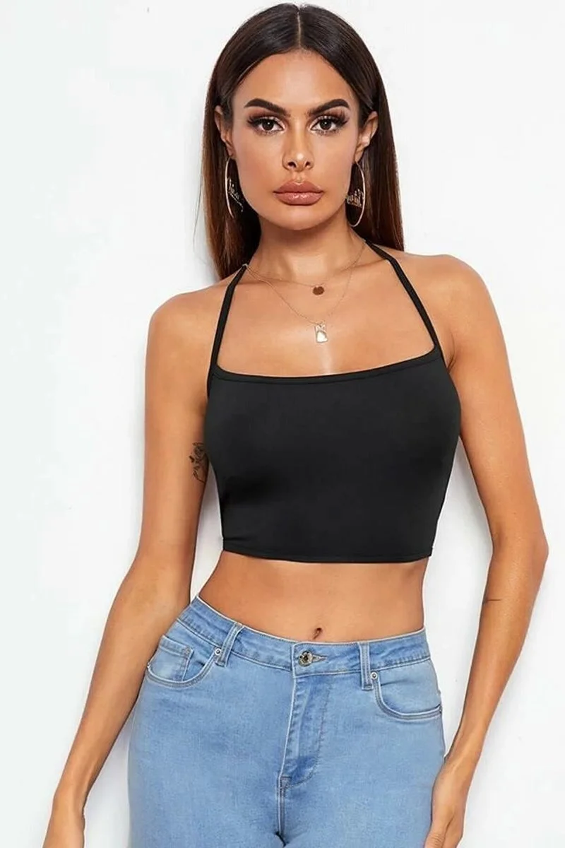 Kadın Siyah Belden Bağlamalı Şık Büstiyer