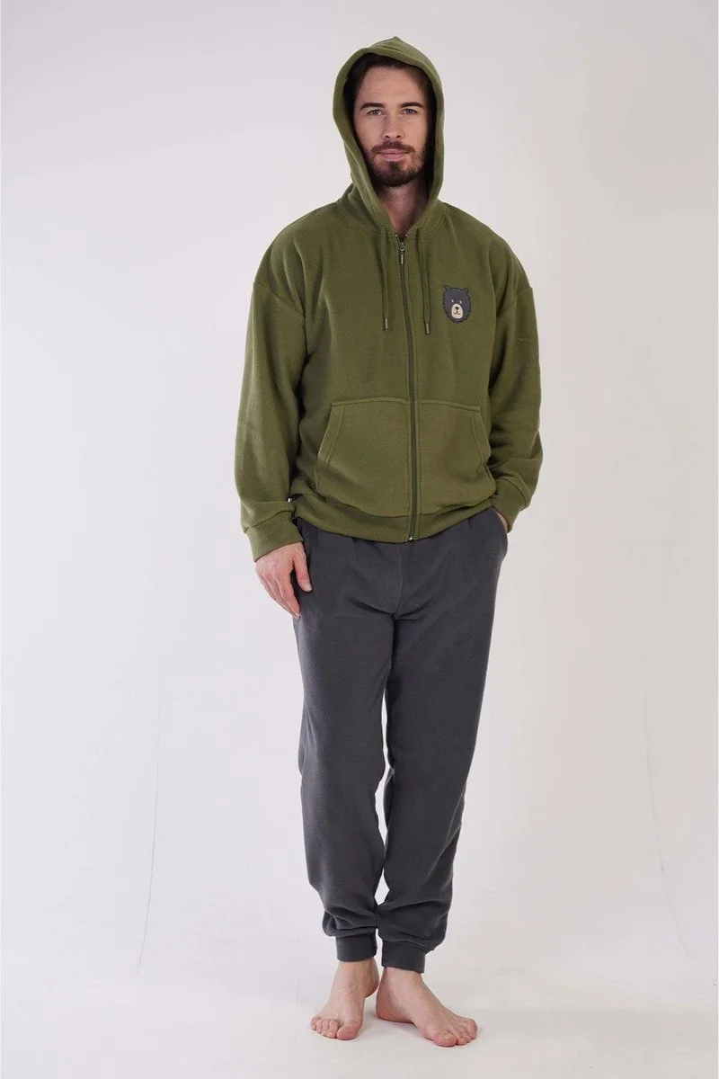 K304159 Polar Kapşonlu Düşük Omuz Erkek Pijama