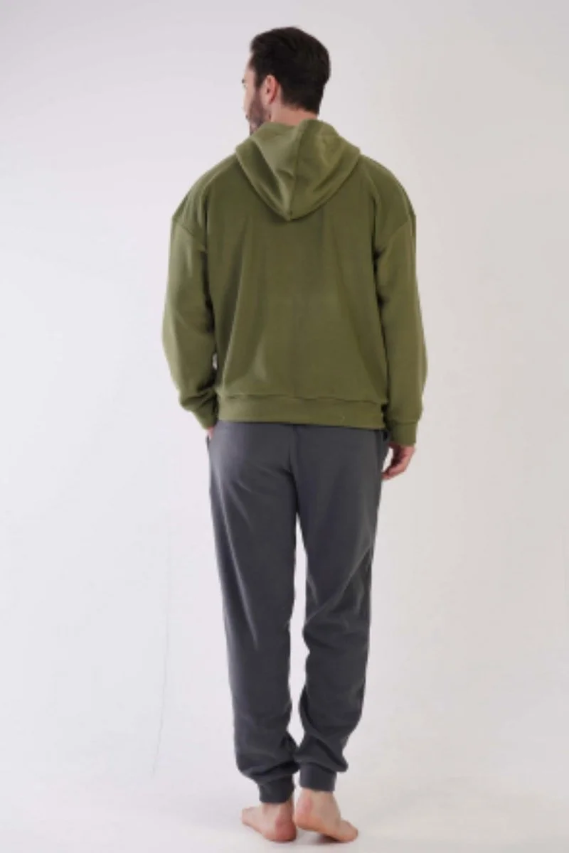 K304159 Polar Kapşonlu Düşük Omuz Erkek Pijama