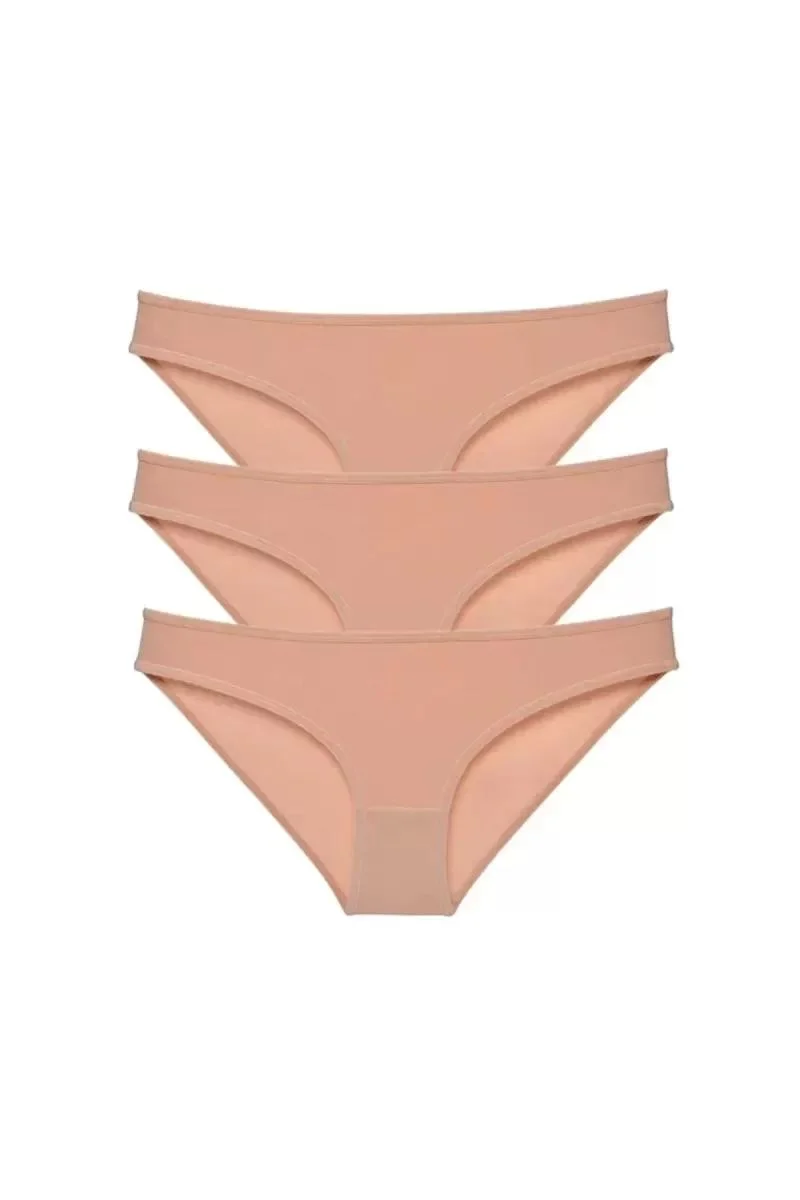 3 Adet Süper Eko Set Likralı Kadın Slip Külot Ten