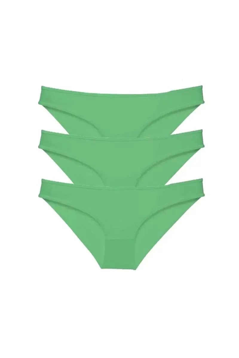3 Adet Süper Eko Set Likralı Kadın Slip Külot Yeşil