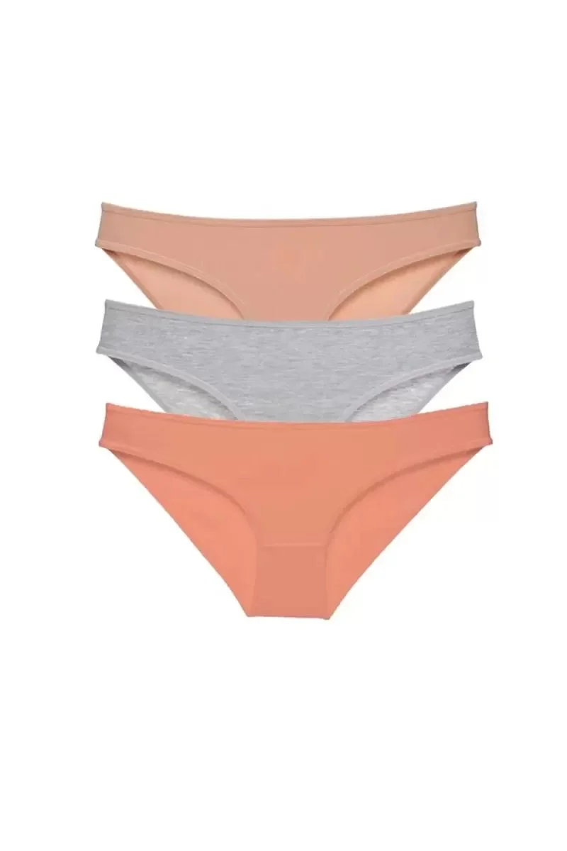 3 Adet Eko Set Likralı Kadın Slip Külot Ten Gri Pudra