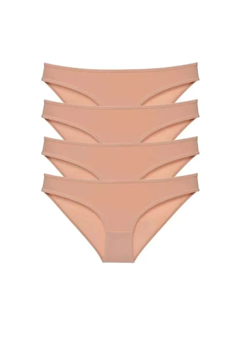 4 Adet Süper Eko Set Likralı Kadın Slip Külot Ten