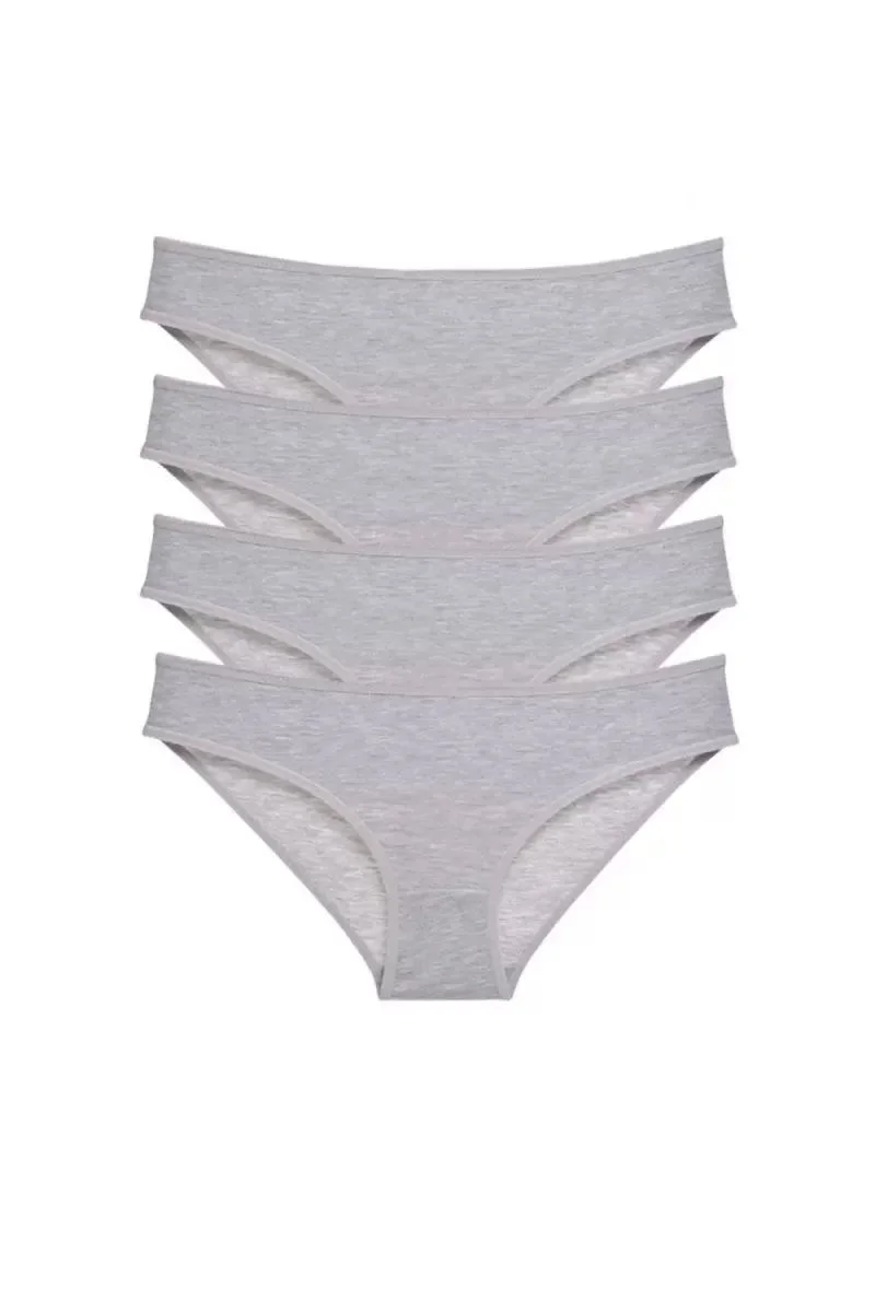 4 Adet Süper Eko Set Likralı Kadın Slip Külot Gri