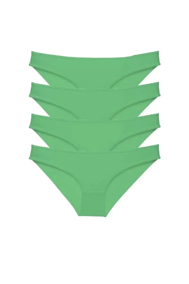 4 Adet Süper Eko Set Likralı Kadın Slip Külot Yeşil