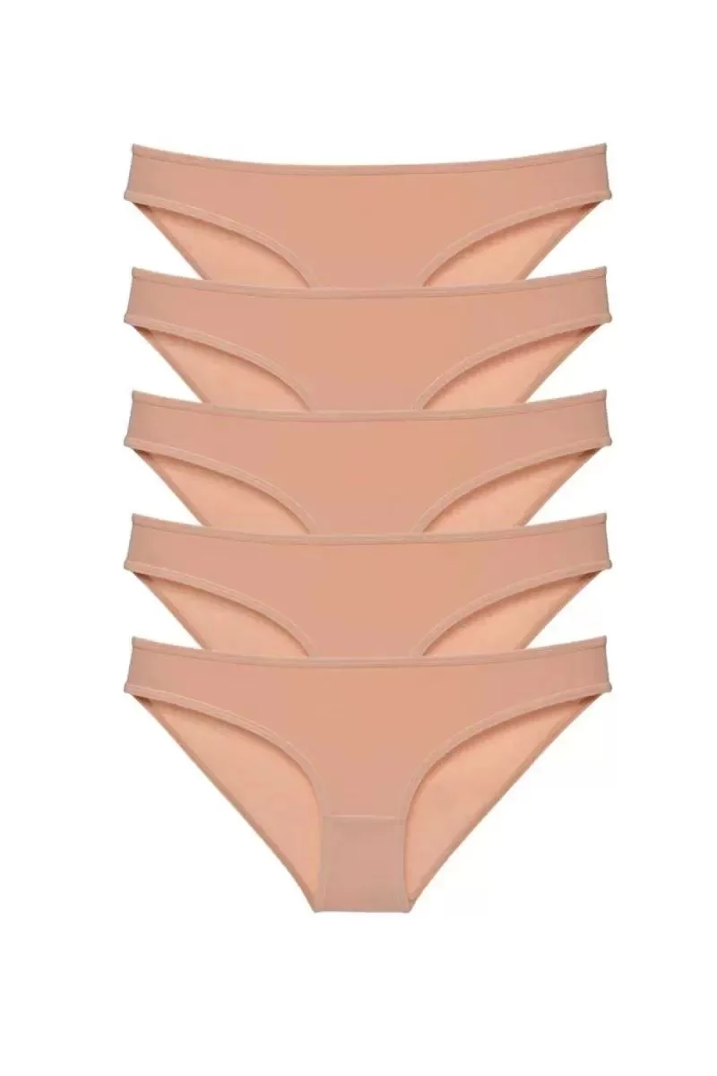 5 Adet Süper Eko Set Likralı Kadın Slip Külot Ten