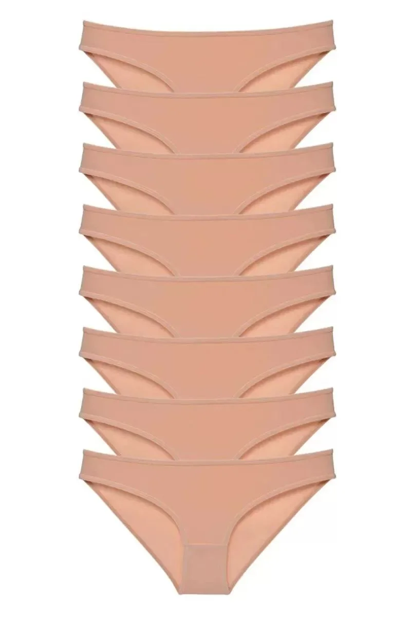 8 Adet Süper Eko Set Likralı Kadın Slip Külot Ten