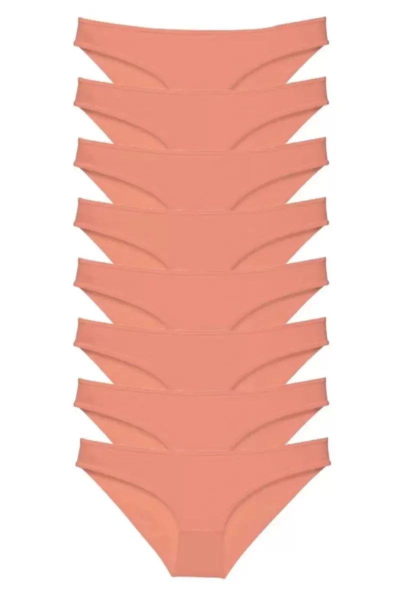 8 Adet Süper Eko Set Likralı Kadın Slip Külot Pudra