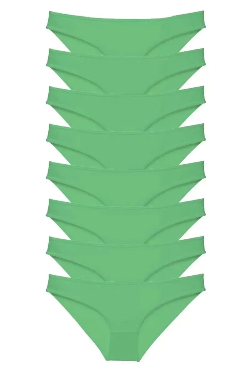 8 Adet Süper Eko Set Likralı Kadın Slip Külot Yeşil