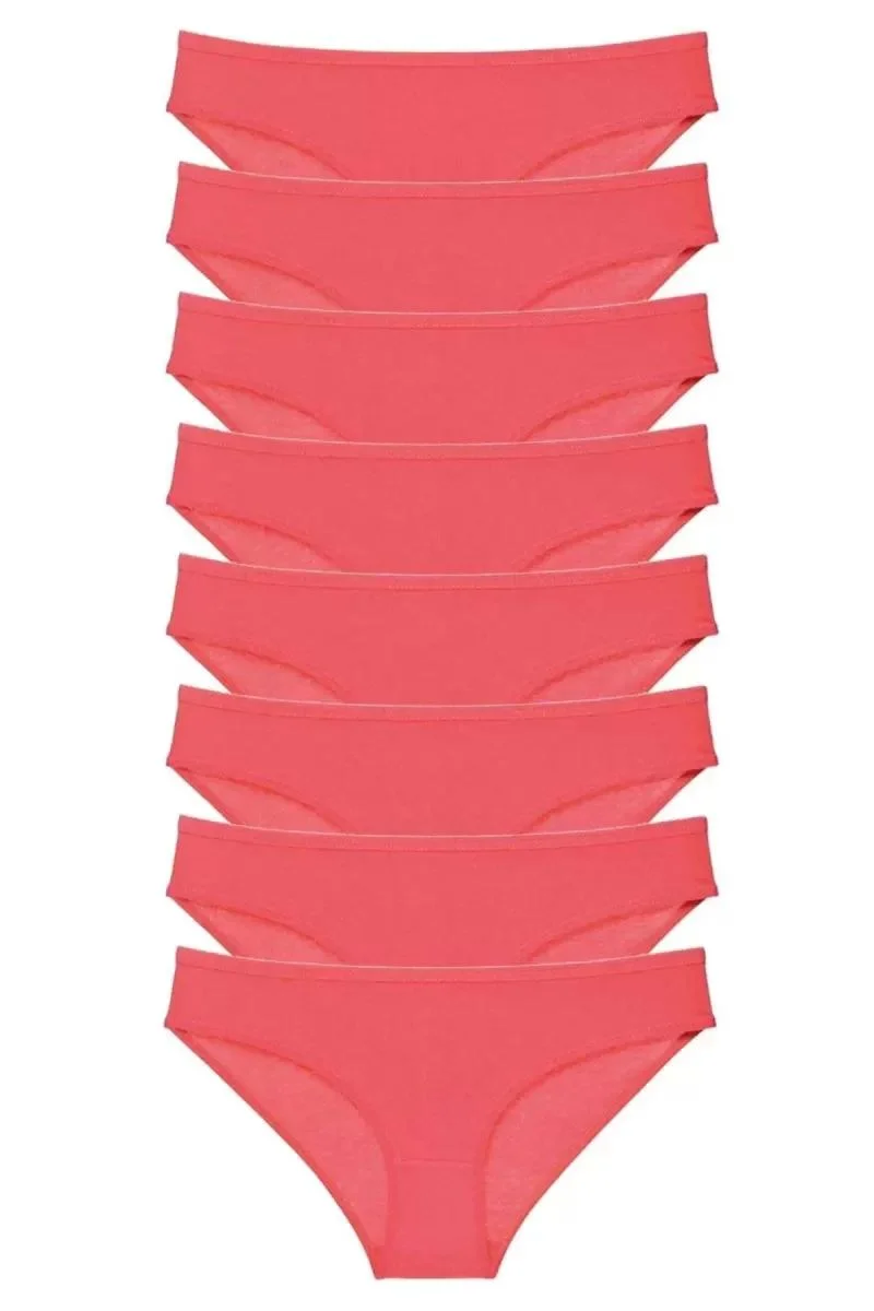 8 Adet Süper Eko Set Likralı Kadın Slip Külot Fuşya