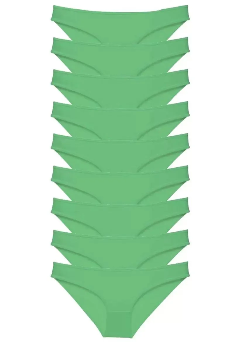 9 Adet Süper Eko Set Likralı Kadın Slip Külot Yeşil