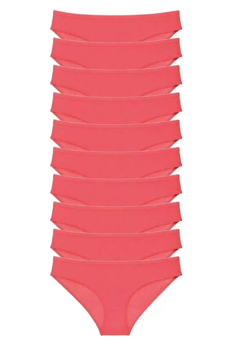 10 Adet Süper Eko Set Likralı Kadın Slip Külot Fuşya