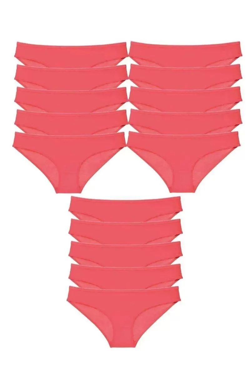 15 Adet Süper Eko Set Likralı Kadın Slip Külot Fuşya