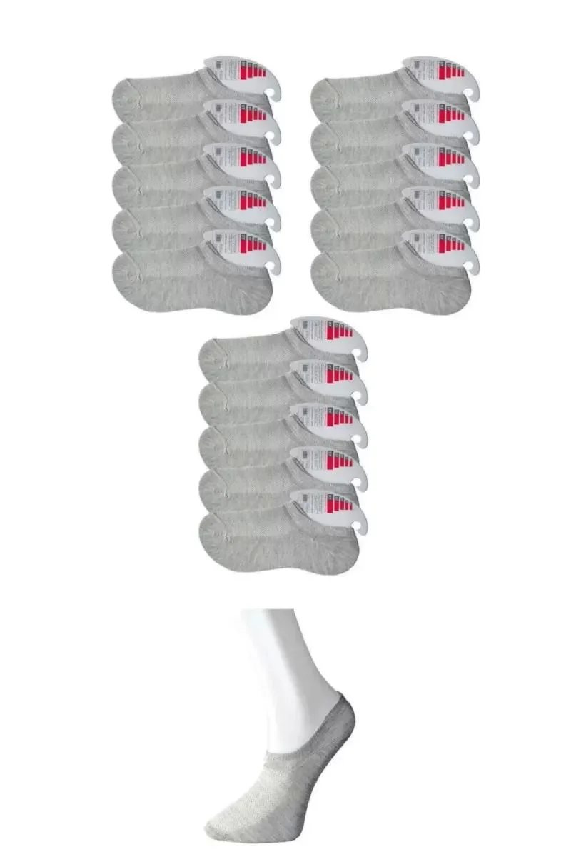 Gri Kadın Görünmez Çorap 15 Çift