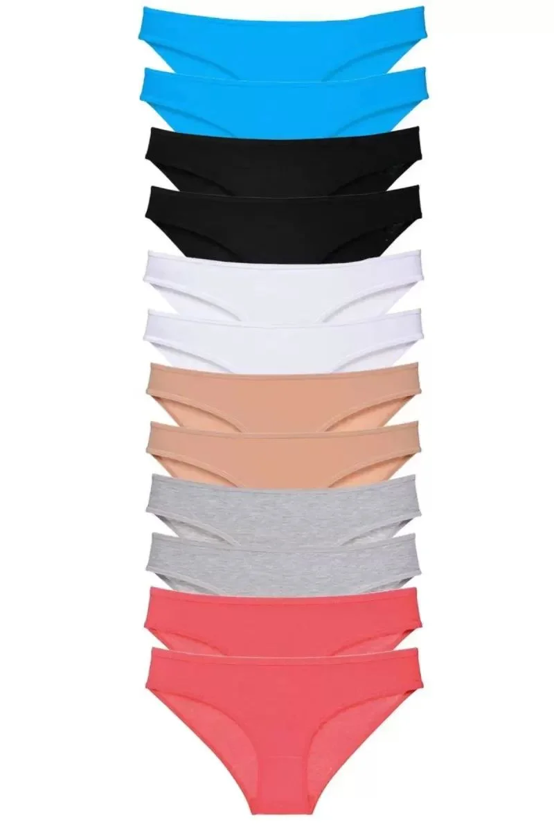 12 Adet Eko Set Likralı Kadın Slip Külot Çok Renkli 6