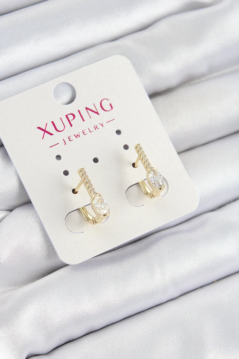 Xuping Zirkon Taşlı I Model Gold Renk Kadın Küpe