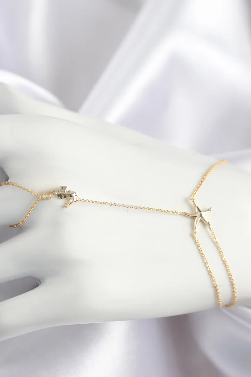 Pirinç Zirkon Taşlı Deniz Atı Ve Yıldız Model Gold Renk Şahmeran