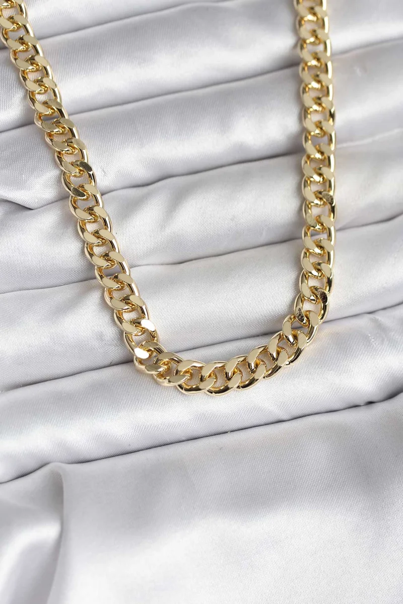 14K Gold Renk Kaplama Kalın Zincir Model CM Kadın Kolye