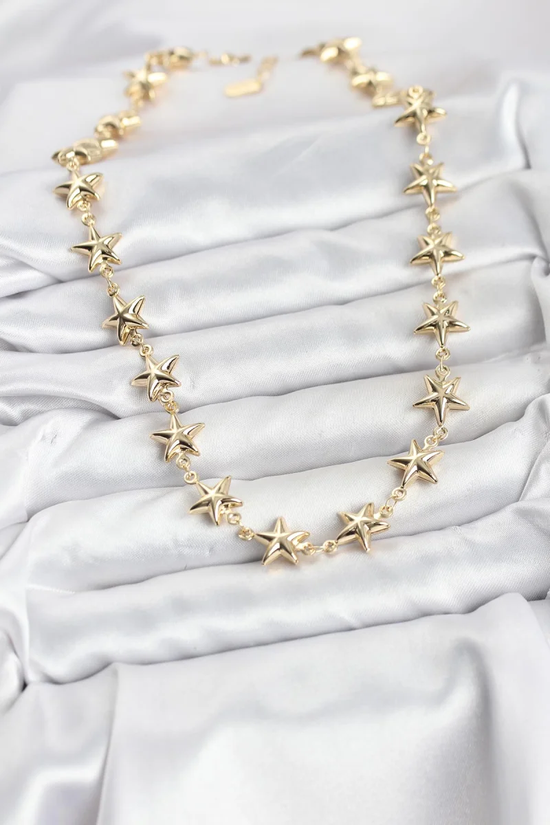 Yıldız Model Pirinç Gold Renk Kadın Kolye