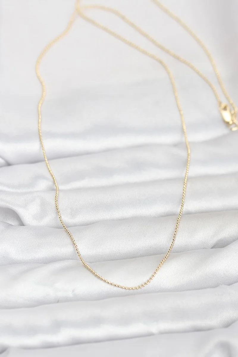 CM 14K Gold Renk İnce Top Zincirli 60 cm Kadın Kolye