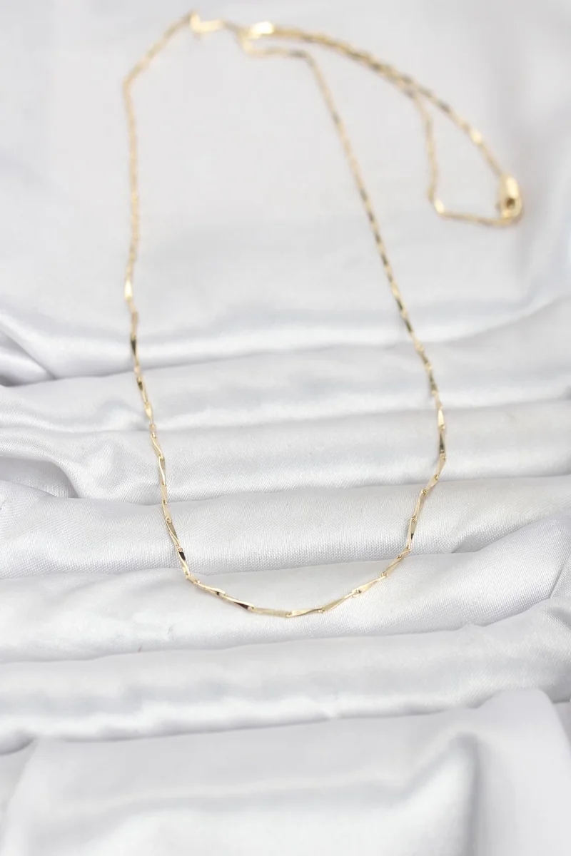 CM 14K Gold Renk Çubuk Kesme Zincir Model 60 cm Kadın Kolye