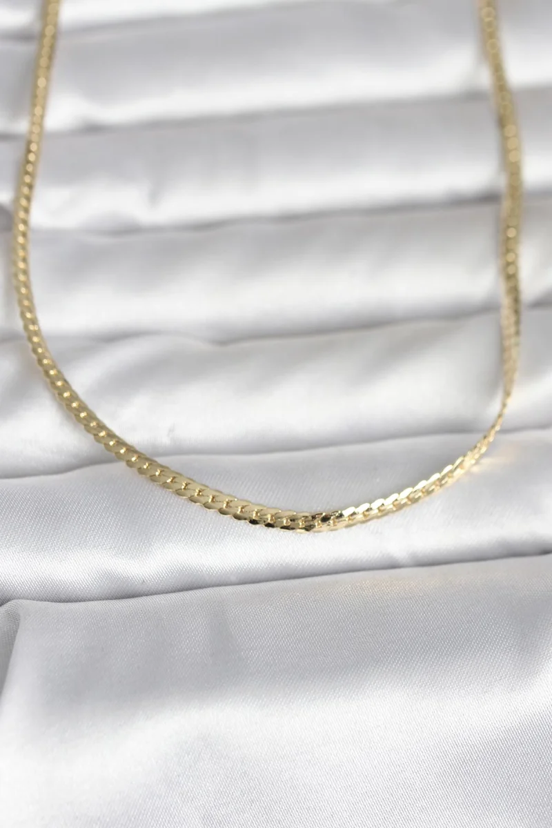 CM 14K Gold Renk Yassı Zincir Model 45 cm Kadın Kolye