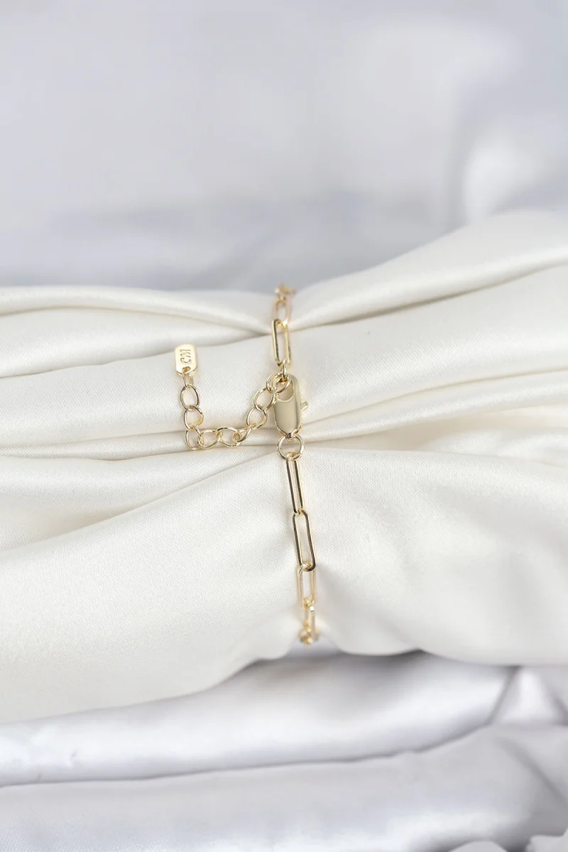 CM 14K Gold Renk Ataç Zincir Model Kadın Bileklik