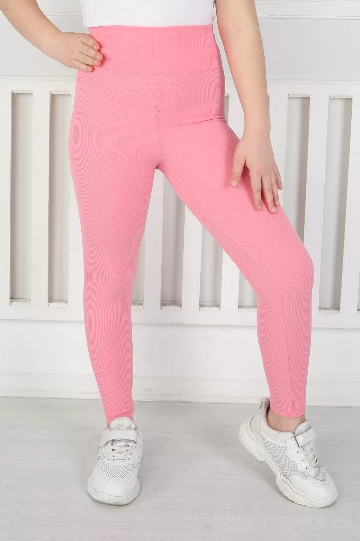 Dar Paça Birinci Kalite Fitilli Kumaş Pembe Kız Çocuk Günlük Tayt
