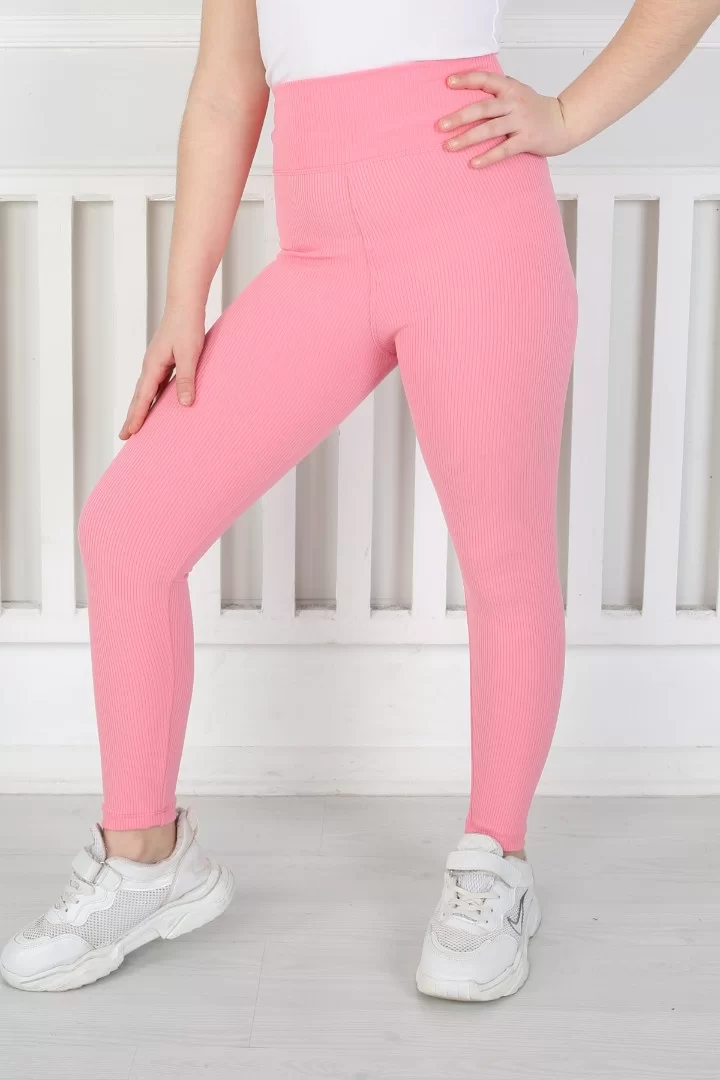 Dar Paça Birinci Kalite Fitilli Kumaş Pembe Kız Çocuk Günlük Tayt