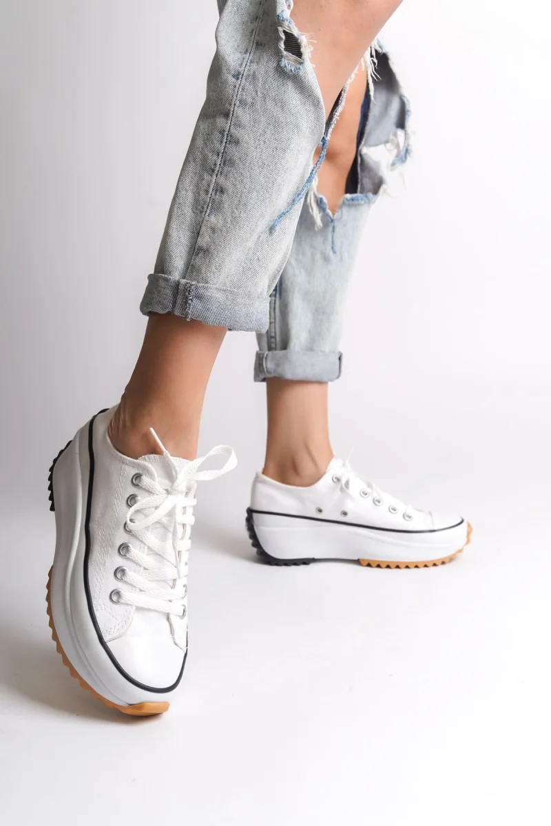 PARIS Bağcıklı Ortopedik Taban Kadın Sneaker Spor Ayakkabı  TBT - Beyaz