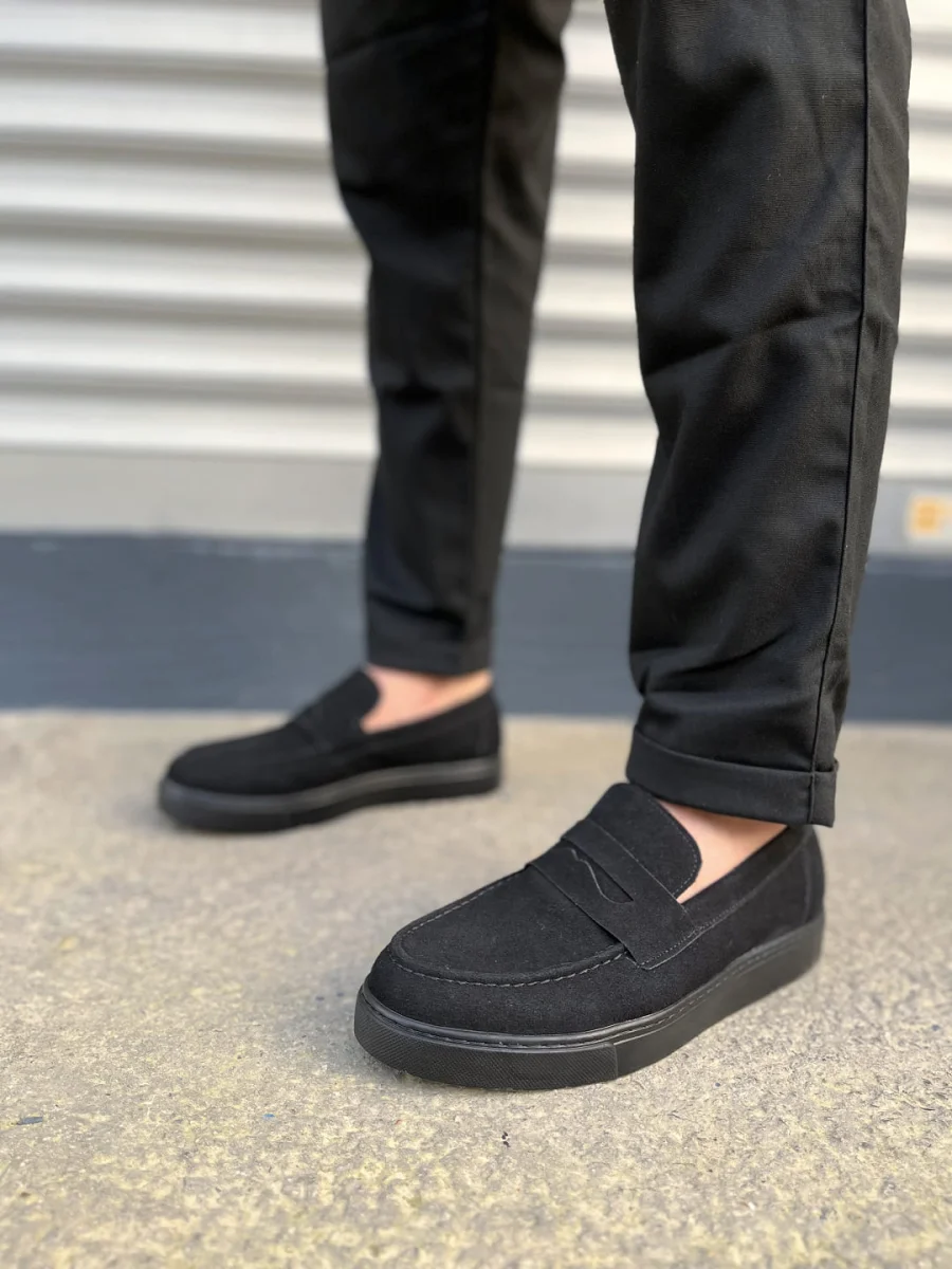 JY180 Estilo X Bağcıksız Süet Erkek Günlük Spor Klasik Ayakkabı SST - Siyah