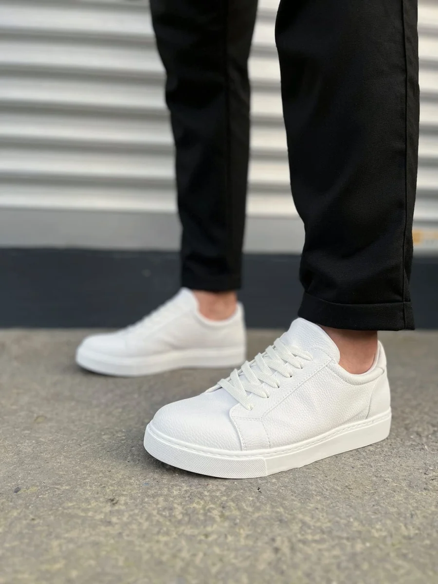 JY165 Elite Bağcıklı Cilt Erkek Günlük Sneaker Ayakkabı CBT - Beyaz