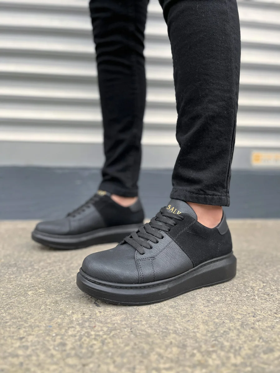 JY151 Boost Bağcıklı Cilt Süet Erkek Günlük Sneaker Ayakkabı CSST - Siyah