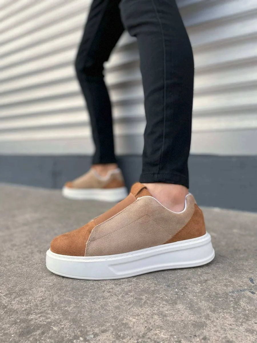 JY007 Alba Bağcıksız Süet Erkek Günlük Sneaker Ayakkabı SBT Taba/Vizon