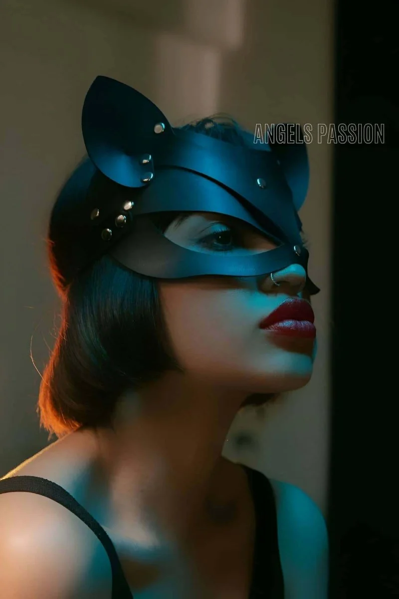 Deri Kedi Maskesi - Deri Maske - Seksi Maske - Brf558