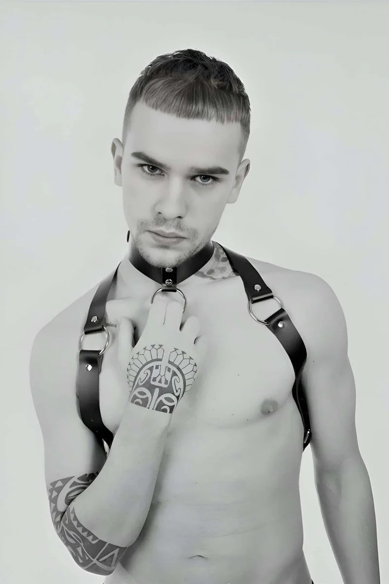 Tasmalı Seksi Deri Erkek  Harness - Brfm35