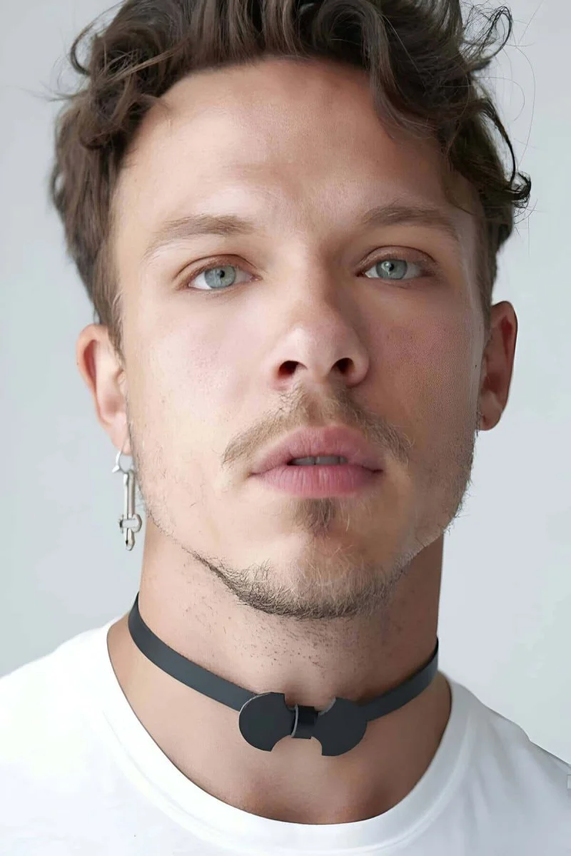 Erkek  Seksi Boyunluk Deri Harness  - Brfm87