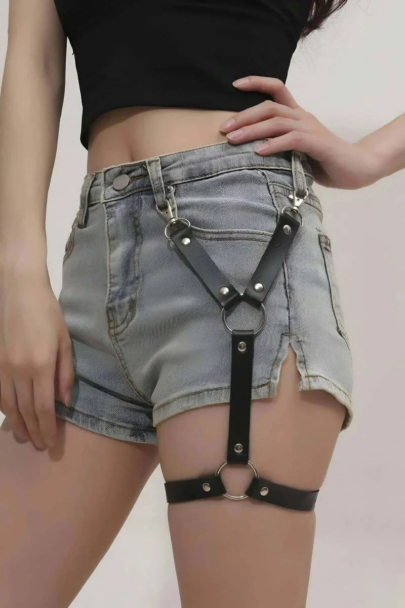 Tek Bacak Deri Jartiyer Harness - Brf962