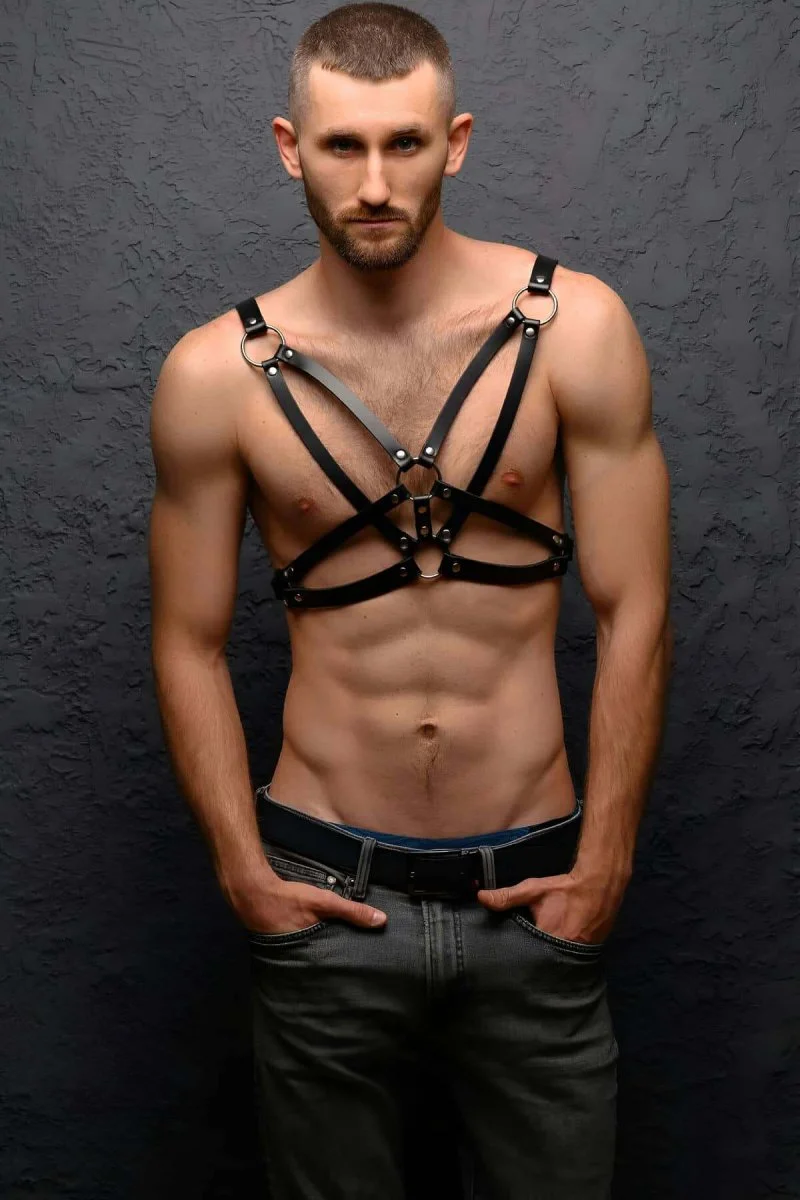 Erkek  Göğüs Üzeri Deri Harness - Brfm104