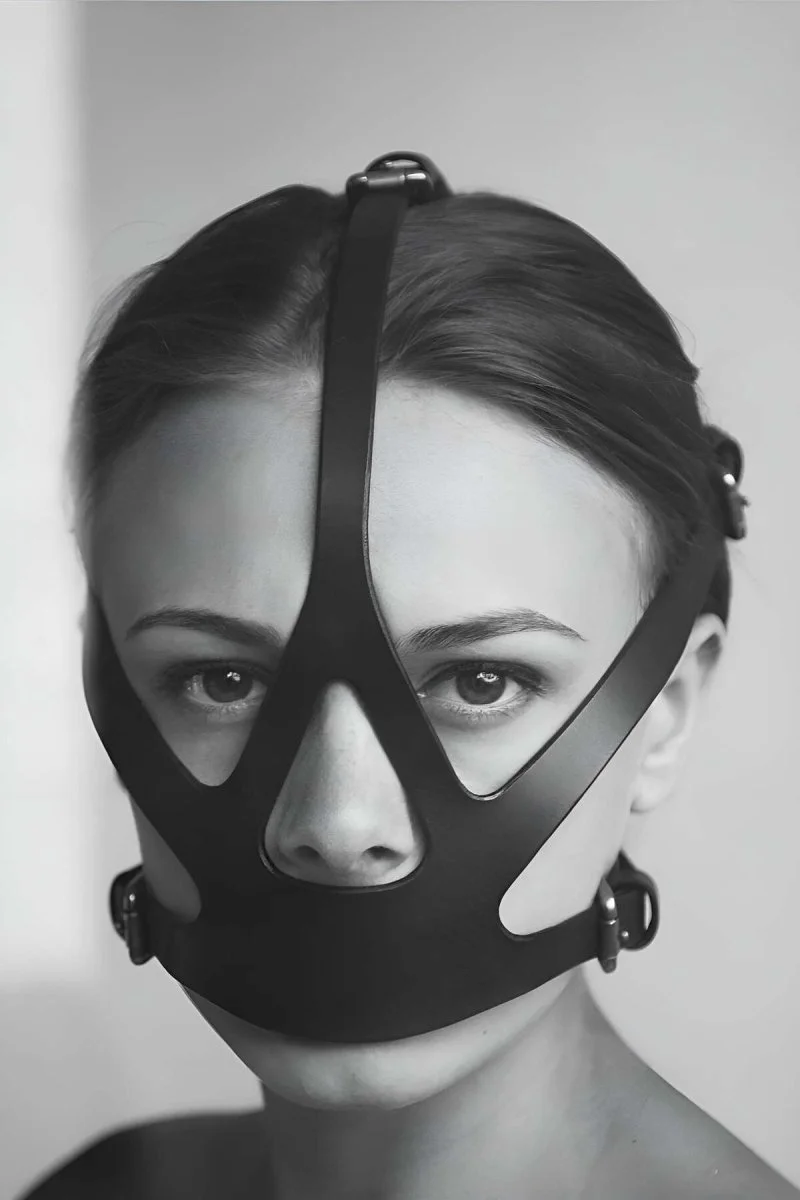 Seksi Deri Kadın Ağız Maske, Fantazi Ağzı Kapalı Yüz Maskesi - Brf1154