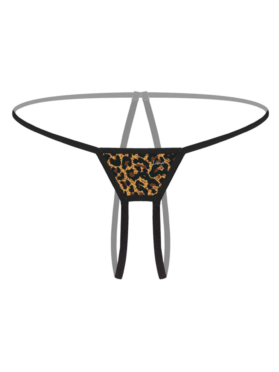 Özel Bölgesi Açık Leopar Desenli Fantezi G String