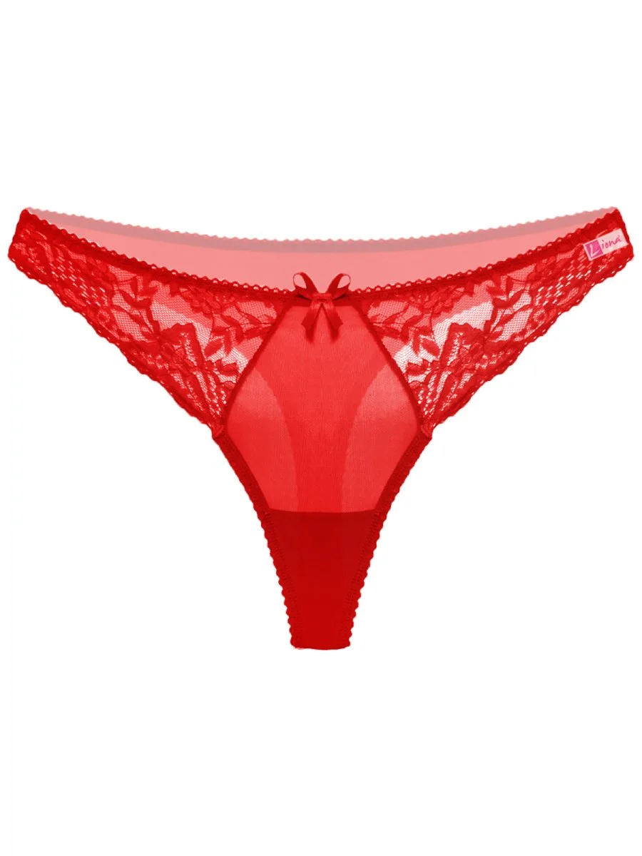 Kırmızı Dantelli Fantezi G String Külot