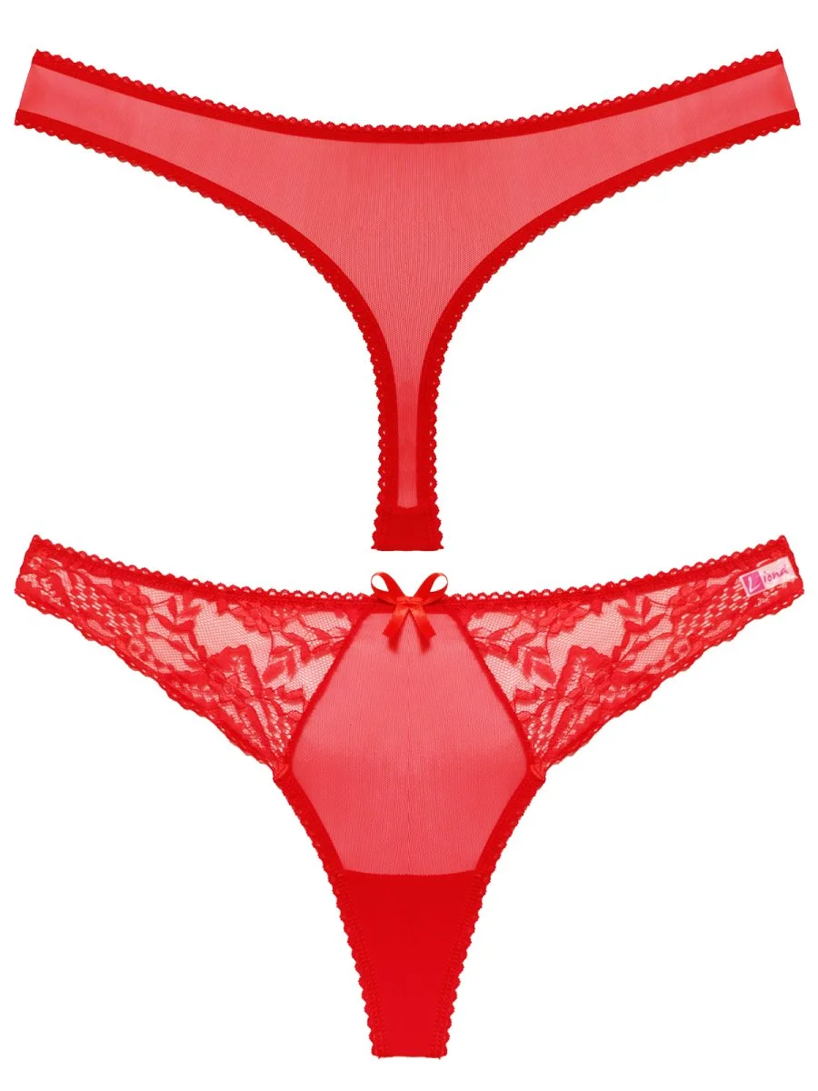 Kırmızı Dantelli Fantezi G String Külot