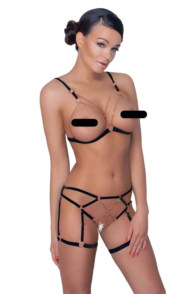 Lastik Ve Zincir Detaylı Seksi Jartiyer Takım - Brf786
