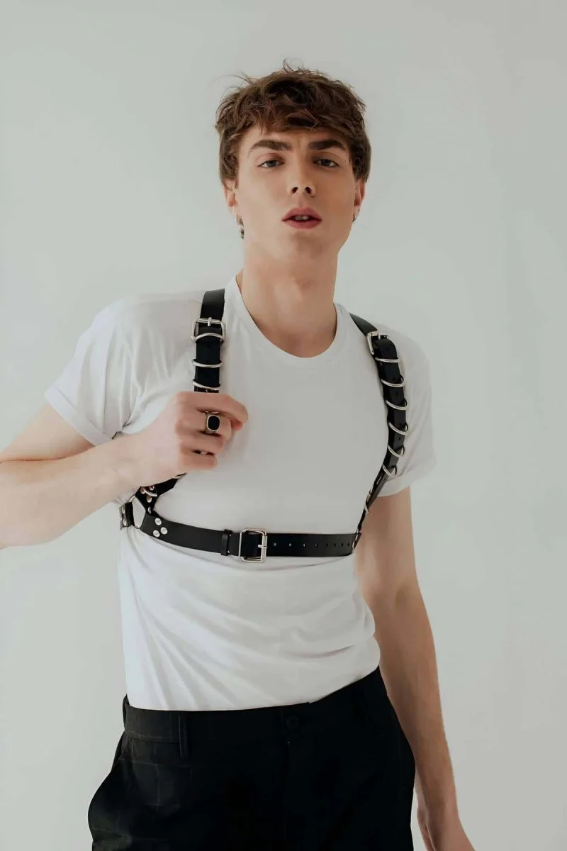 D Halka Detaylı Şık Erkek  Harness - Brfm92