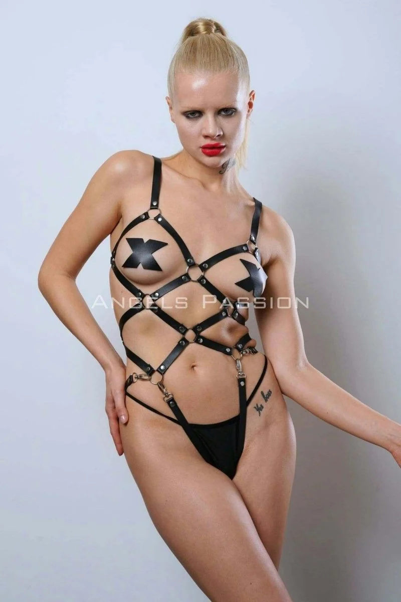 Deri Fantezi Giyim, Vücudu Saran Full Body Harness - Brf811