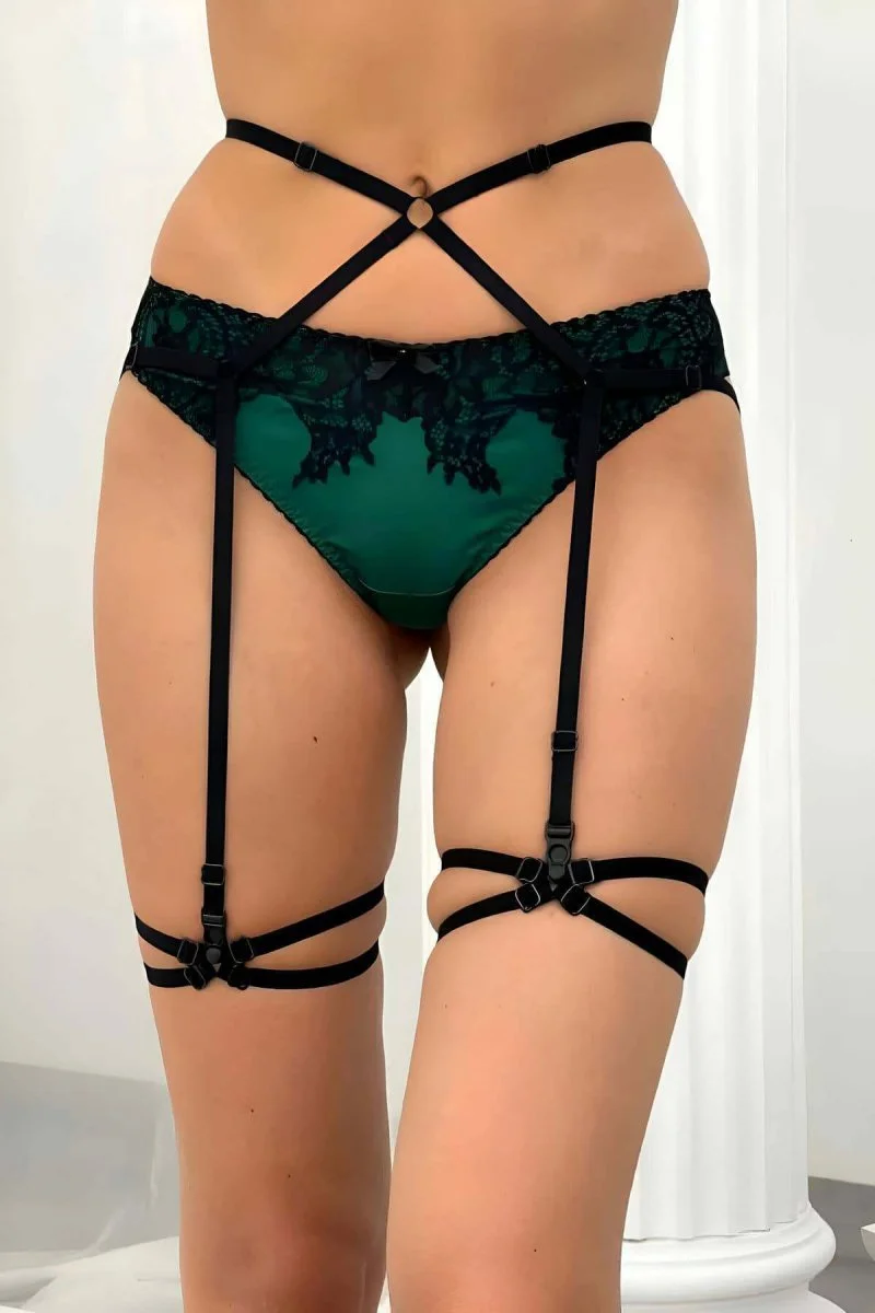 Bel Bağlantılı Jartiyerli Bacak Bandı Harness, Lastik Jartiyer - Brf1060