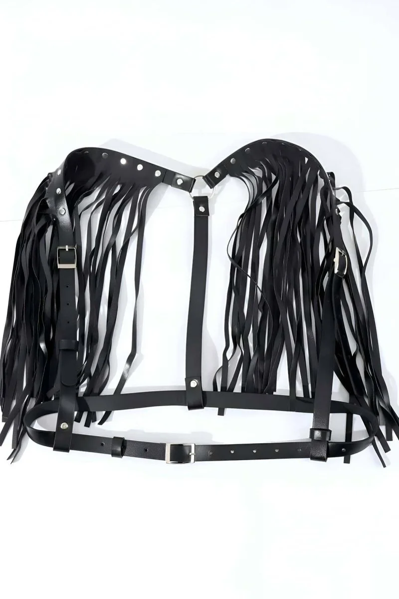 Omuzdan Püsküllü Şık Deri Bel Kemeri Harness - Brf1178
