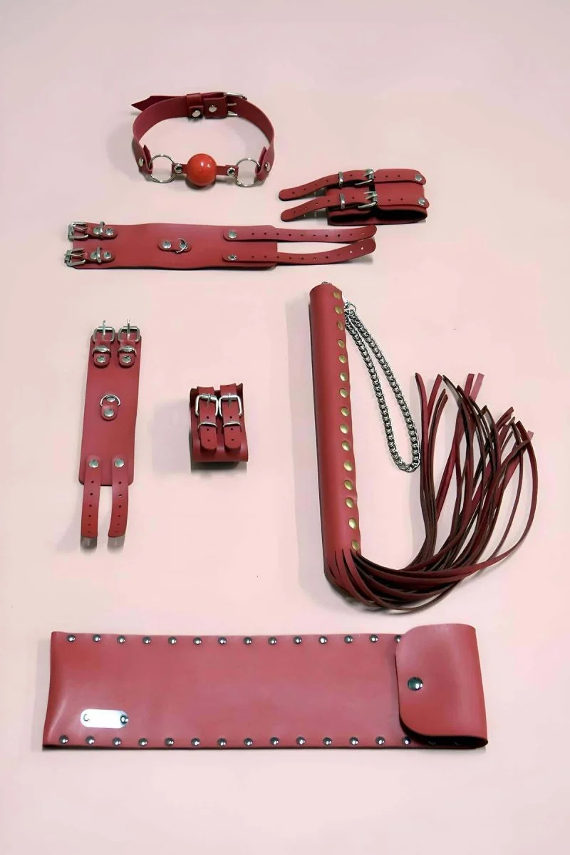 Kırbaç Kelepçe Takım 4'lü Set, El - Ayak Kelepçesi, Kırbaç, Ağız Topu - Brf1306