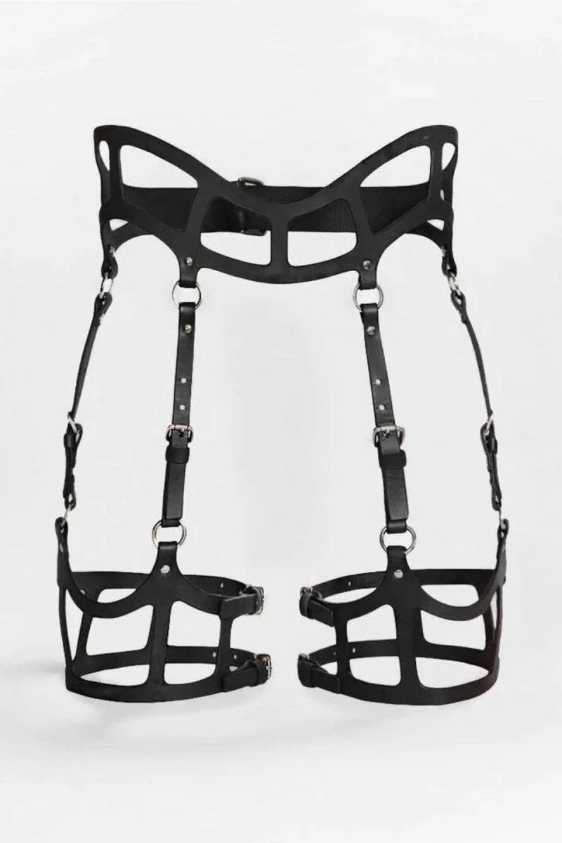 Seksi Deri Jartiyer Harness, Gotik Jartiyer - Apft1158